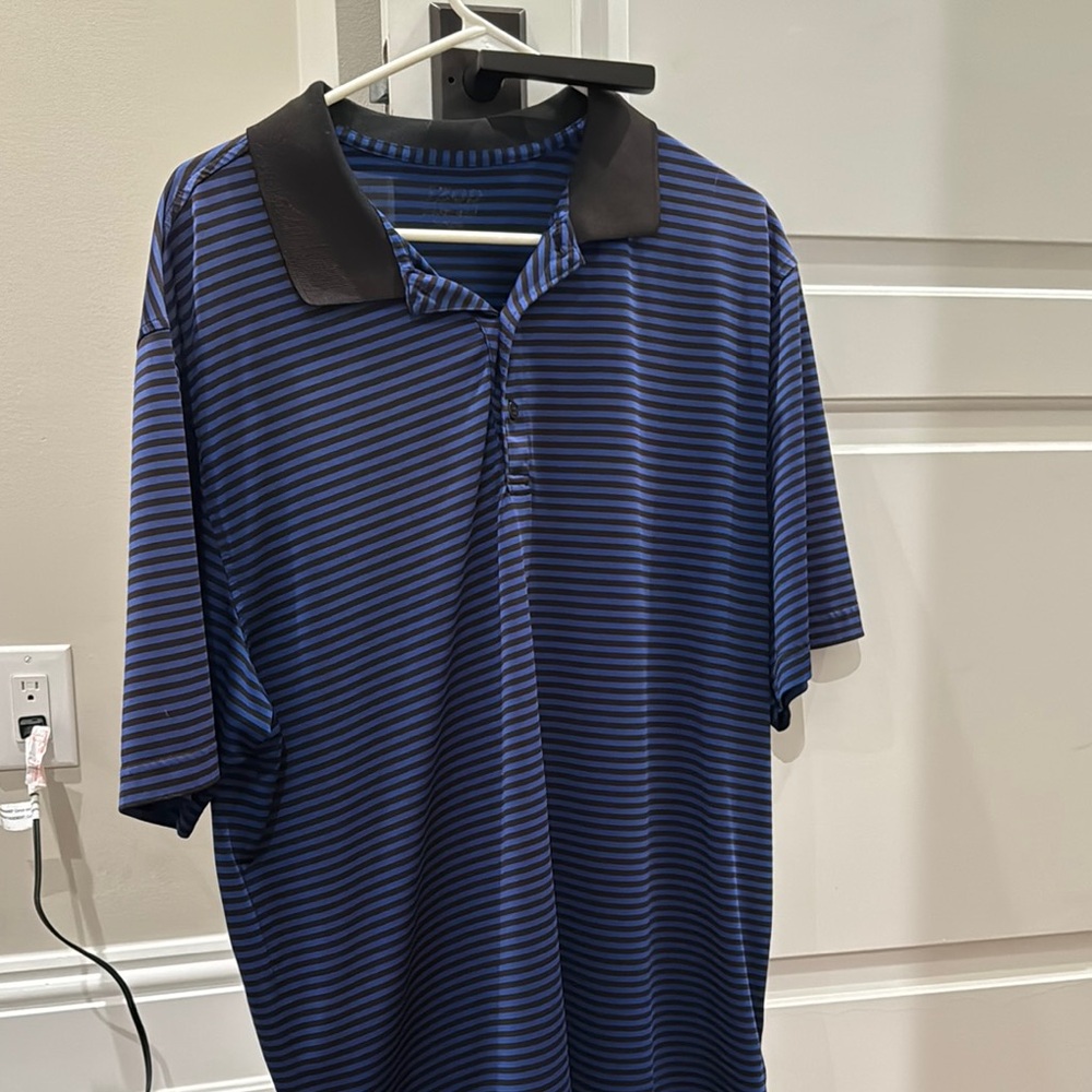 Men's Blue Striped Polo Shirt